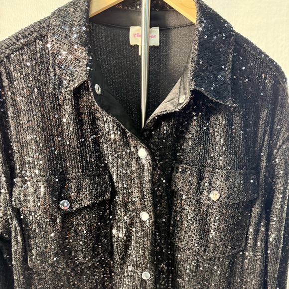 Riley & Rae Black Sequin Blazer - Picture 1 of 4